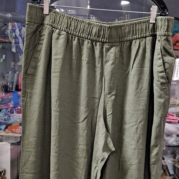 Old Navy women’s pants Green Drawstring Linen Blend Casual Pockets Ladies 2X - Picture 1 of 11